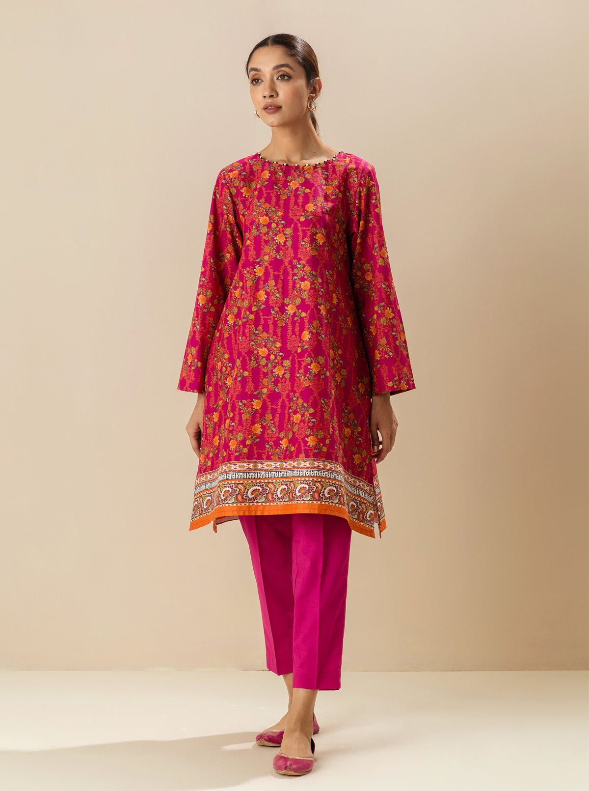 1 PIECE - PRINTED LAWN SHIRT - AUTUMN SUNSET