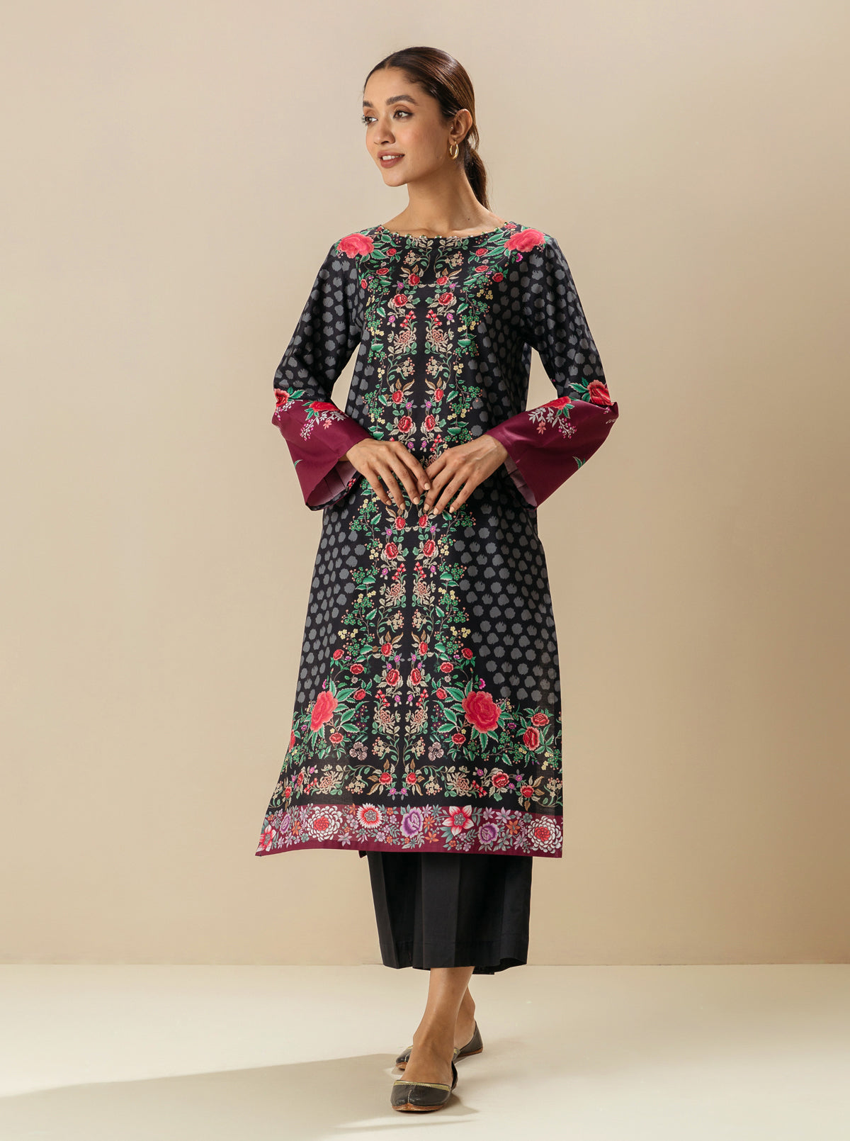 1 PIECE - PRINTED LAWN SHIRT - MODERN ROSE