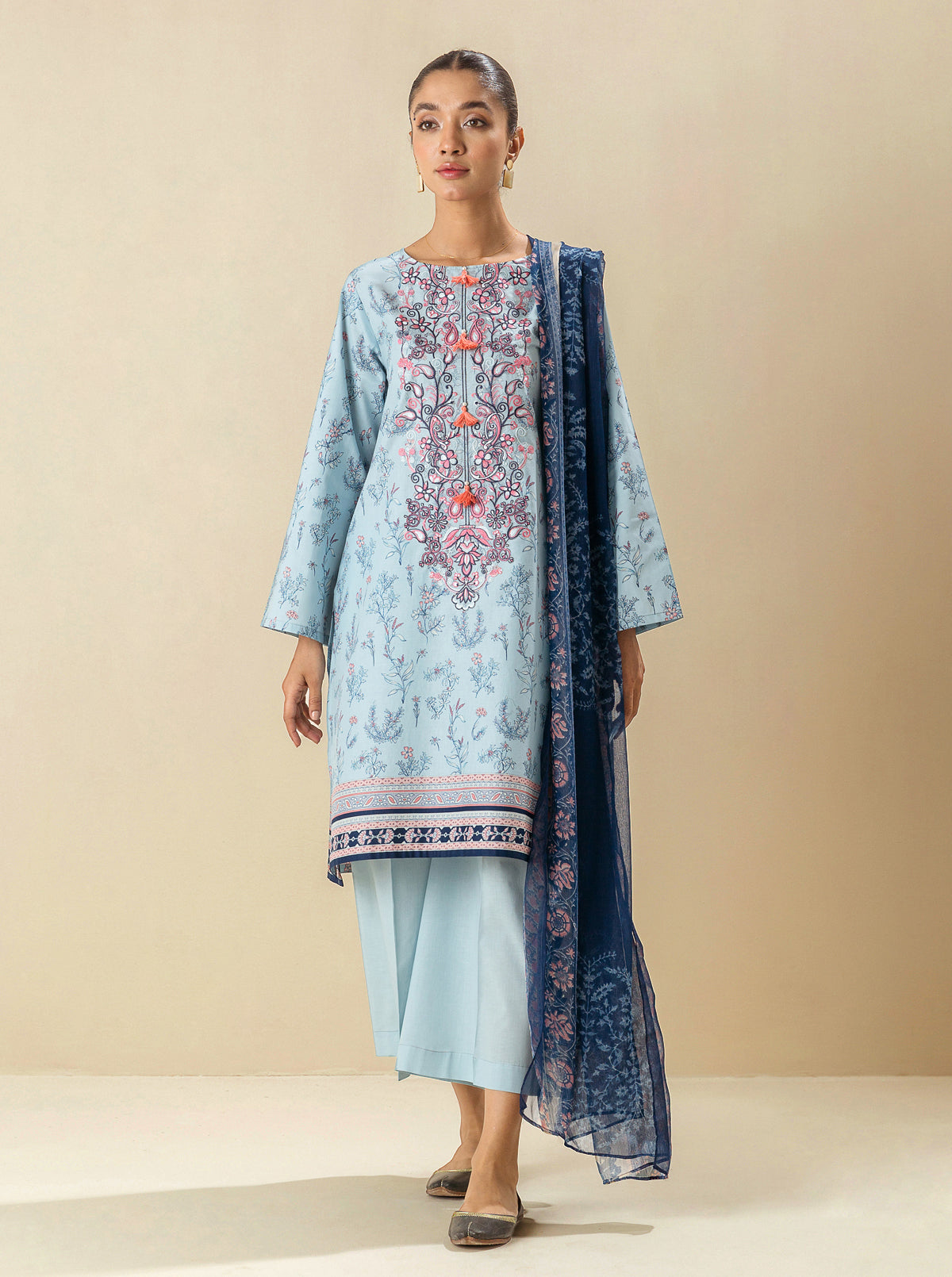 2 Piece - Printed Lawn Suit - Gold Mine