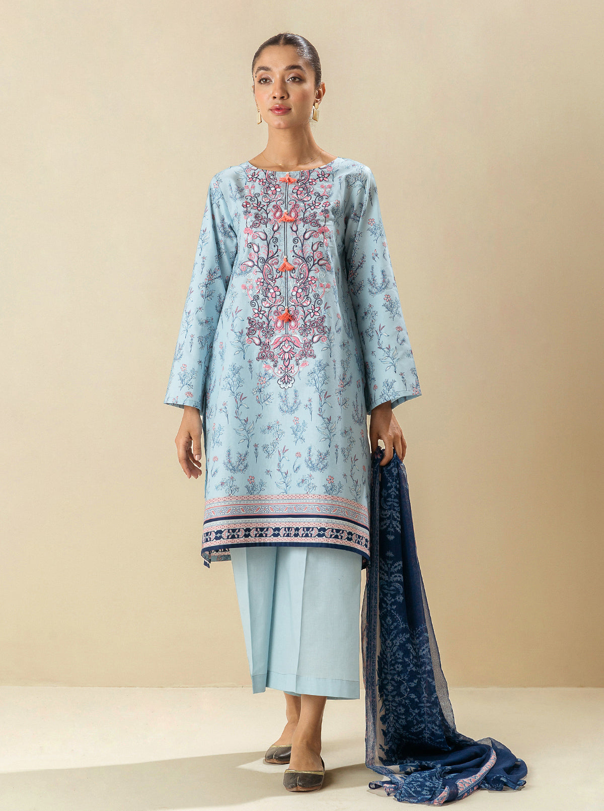 2 Piece - Printed Lawn Suit - Gold Mine
