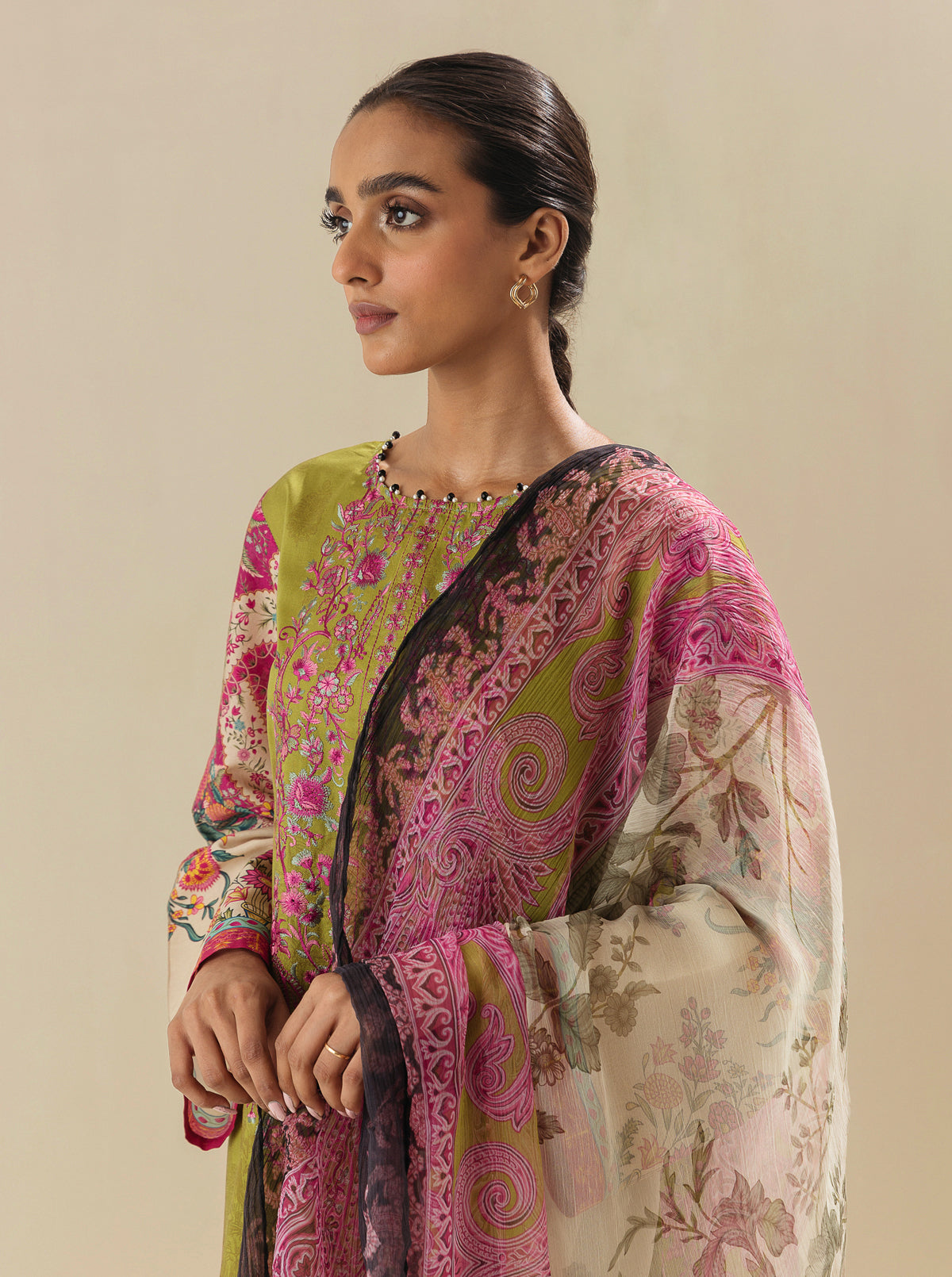 3 Piece - Embroidered Lawn Suit - Lime Twist