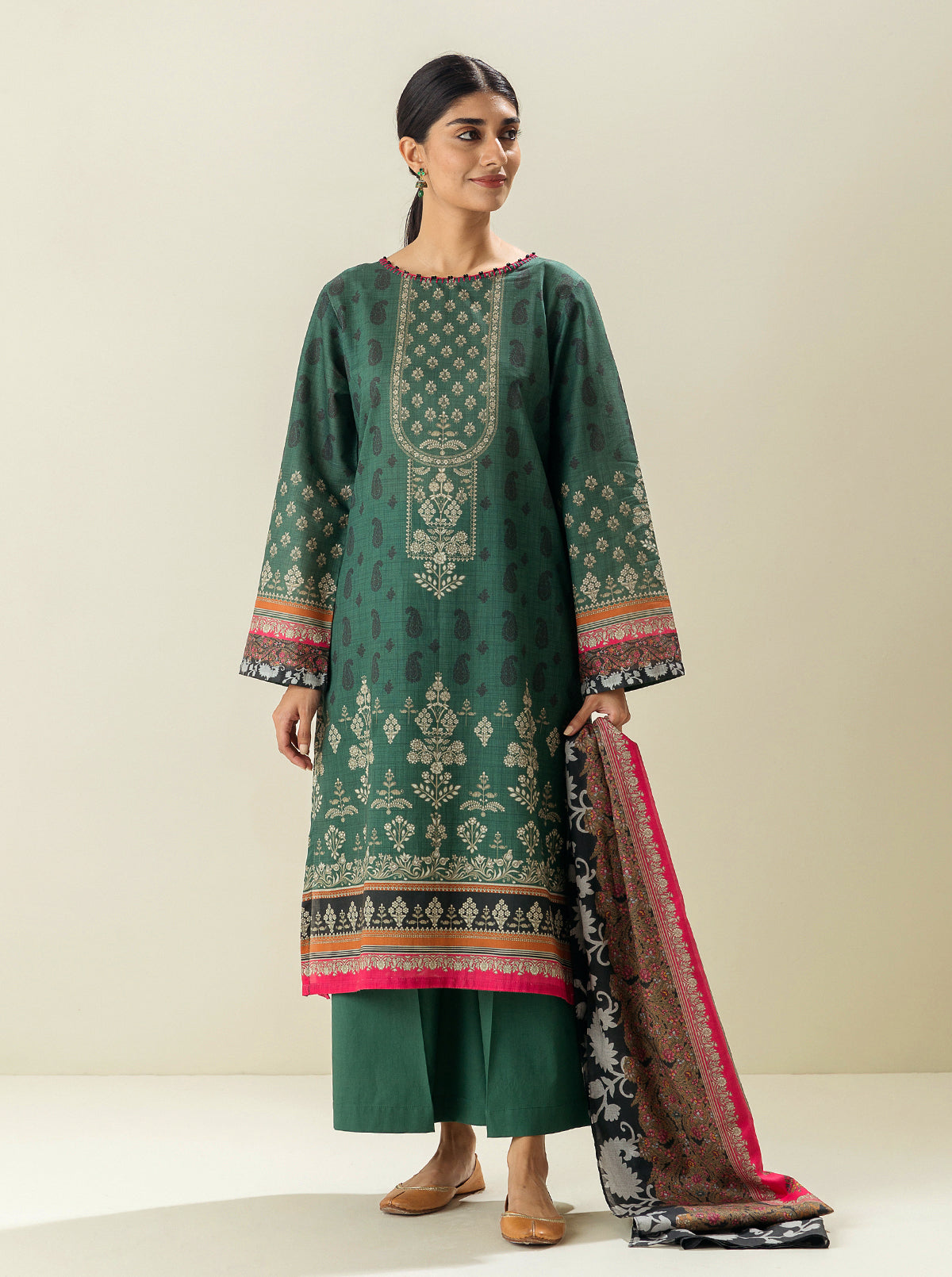 3 Piece - Printed Lawn Suit - Vineyard Day
