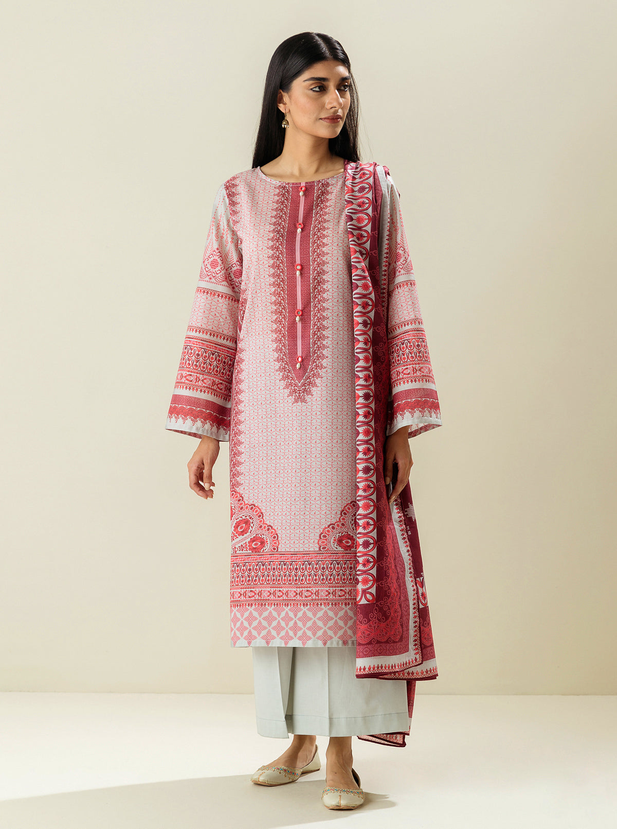 3 Piece - Printed Lawn Suit - Mulberry Crafts
