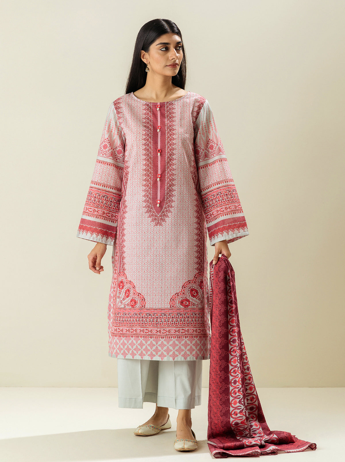 3 Piece - Printed Lawn Suit - Mulberry Crafts