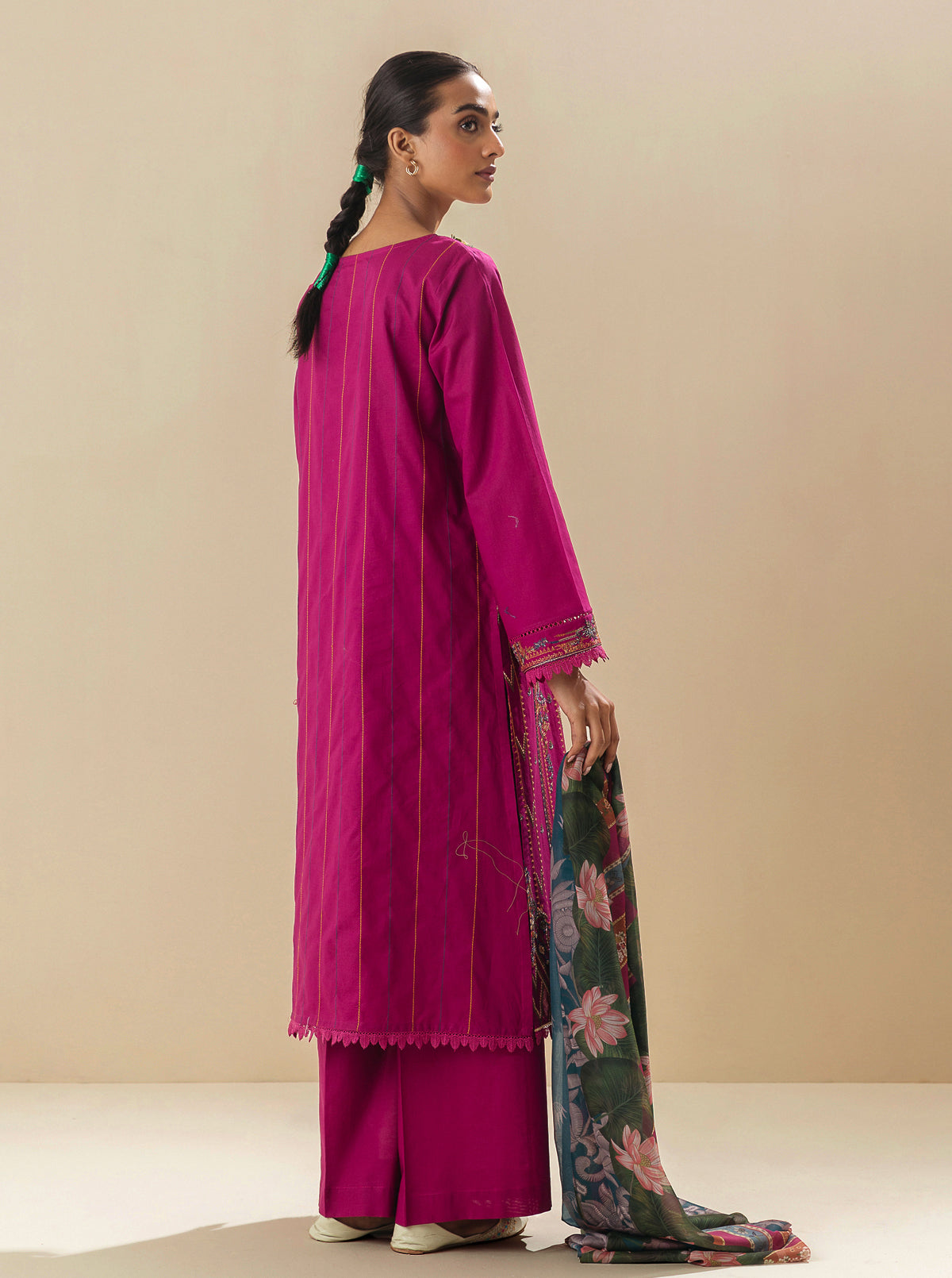 3 Piece - Embroidered Lawn Suit - Viva Magenta