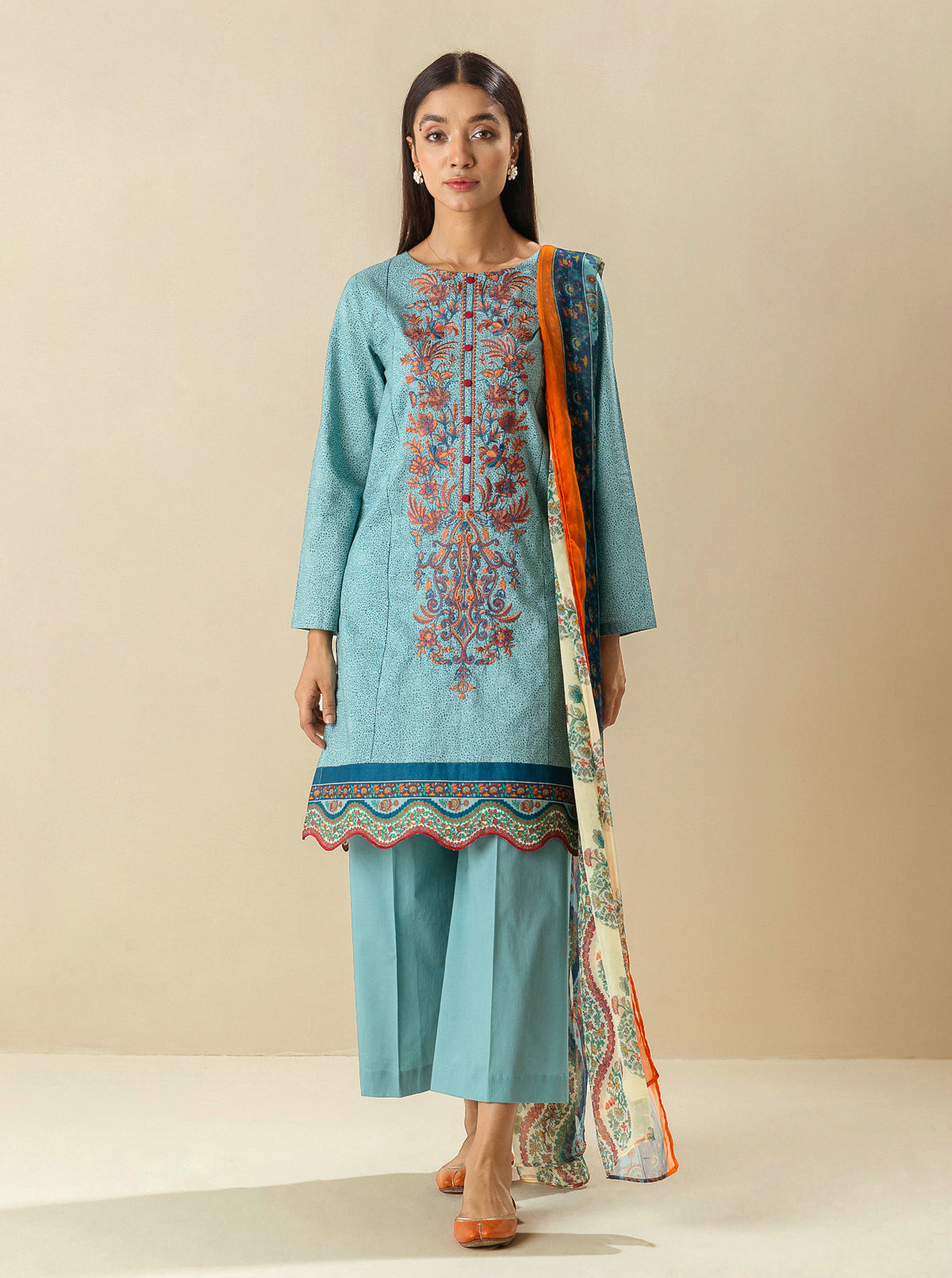 2 Piece - Embroidered Lawn Suit - Deeply Blue