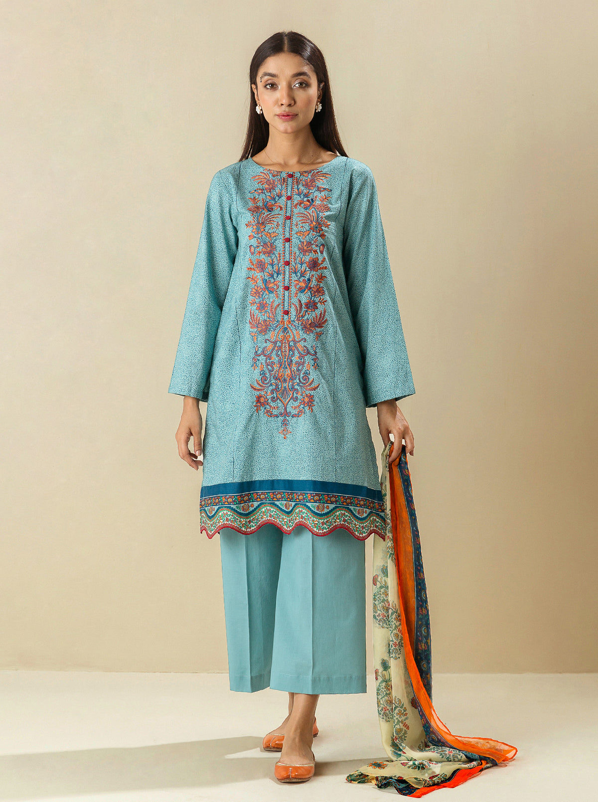 2 Piece - Embroidered Lawn Suit - Deeply Blue