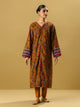 2 Piece - Printed Khaddar Suit - Straw Harrest