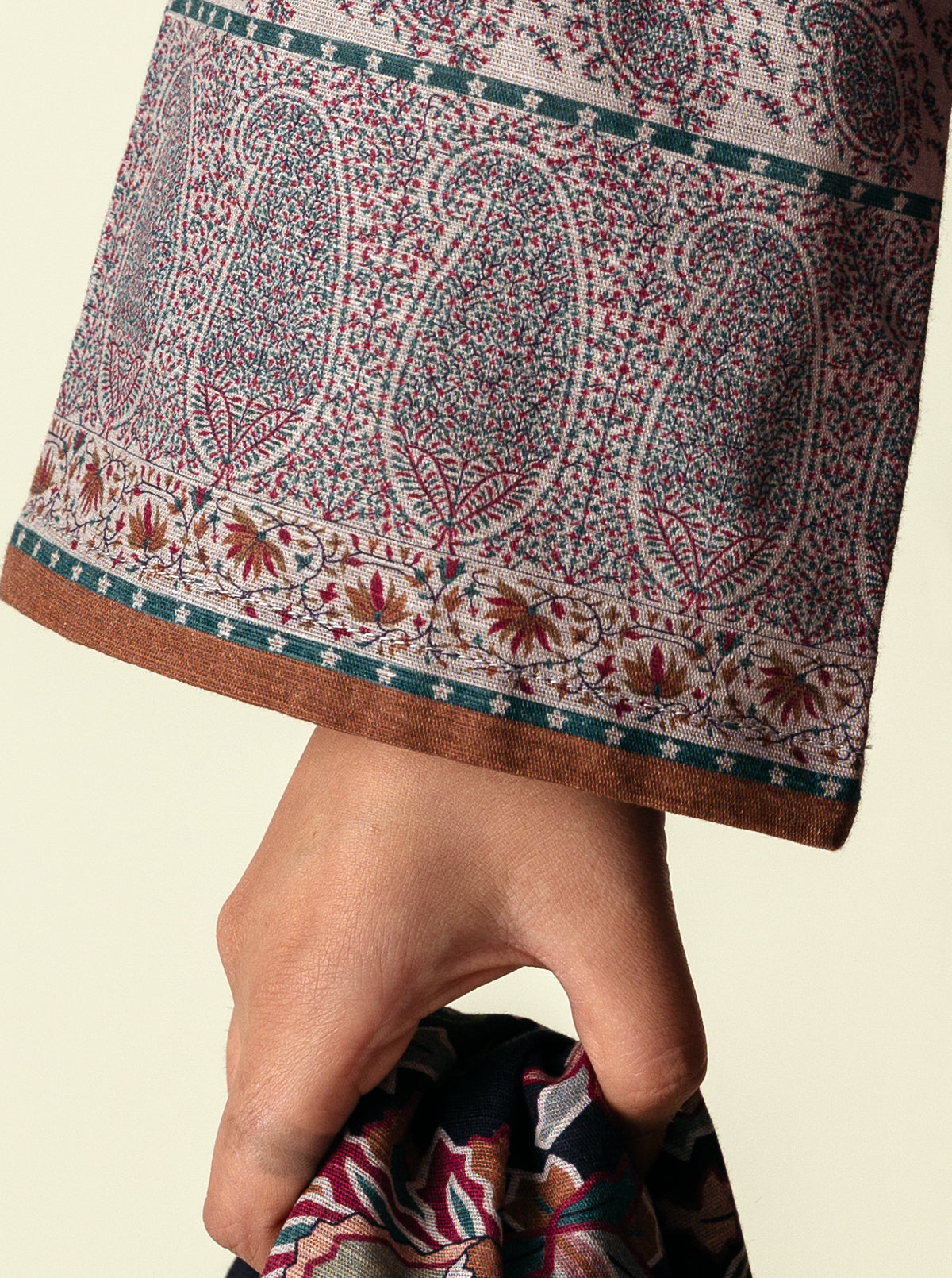 3 Piece - Printed Khaddar Suit - Dried Thyme