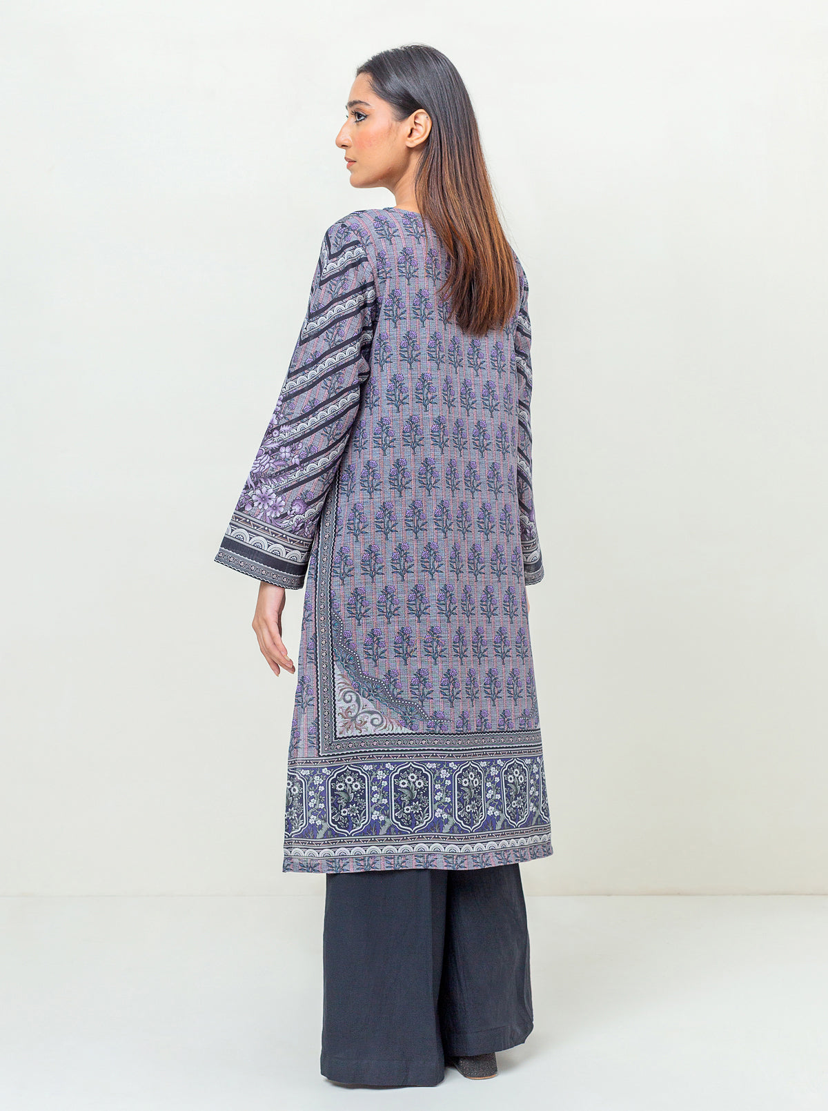 1 PIECE - PRINTED KHADDAR SHIRT - EBONY SHAFT