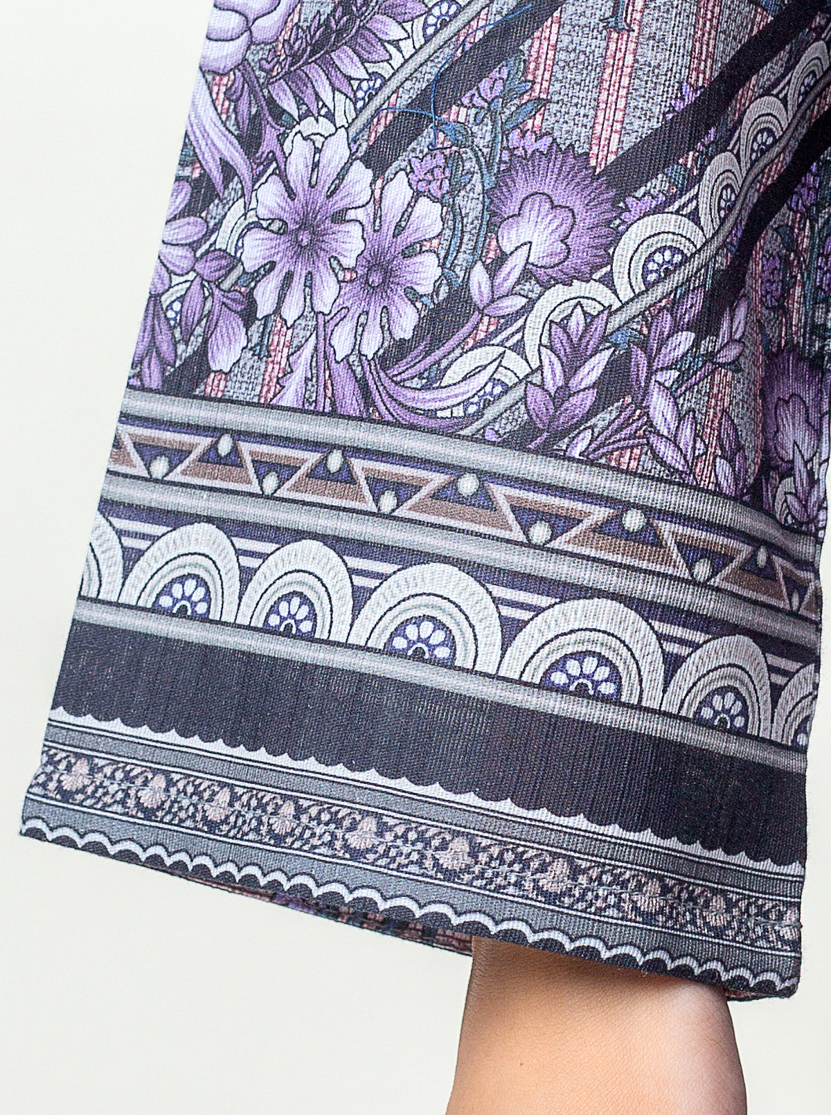 1 PIECE - PRINTED KHADDAR SHIRT - EBONY SHAFT