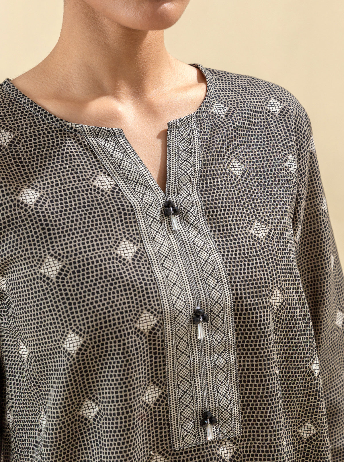 3 Piece - Printed Khaddar Suit - Accent Zone