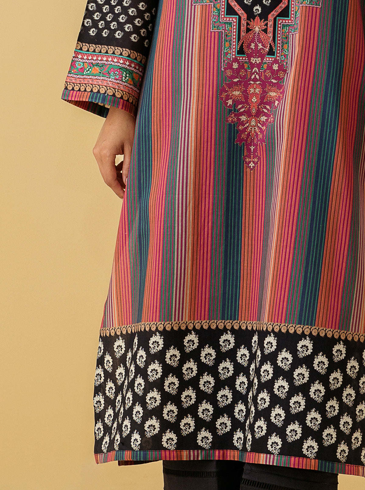 1 PIECE - PRINTED LAWN SHIRT - URBAN HUES