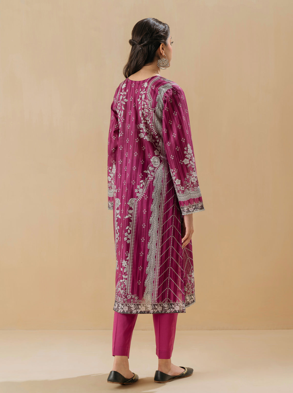 1 PIECE - PRINTED LAWN SHIRT - FUCHSIA DAHLIAMB4S22U10-PURPLE-2000000197604-1PC