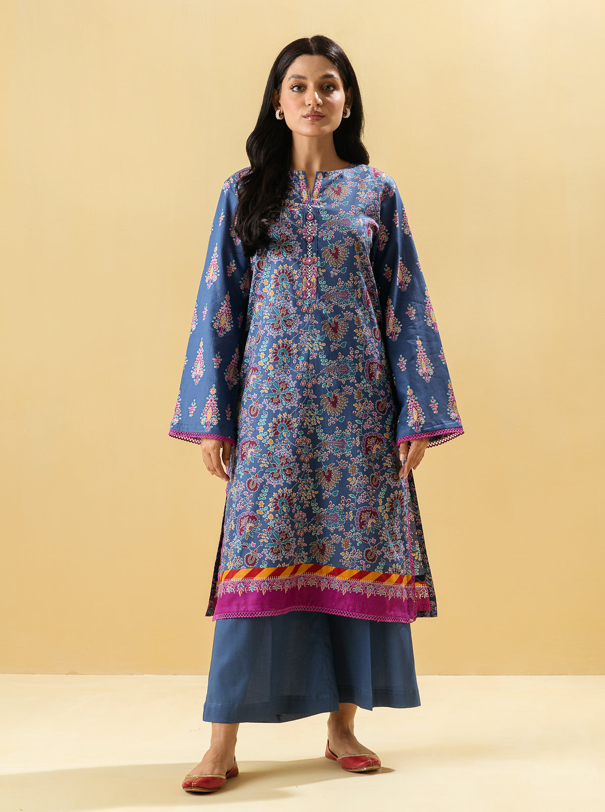 2 PIECE - PRINTED LAWN SUIT - MAJESTIC FLORETMB4S22U11-BLUE-2000000200778-2PC