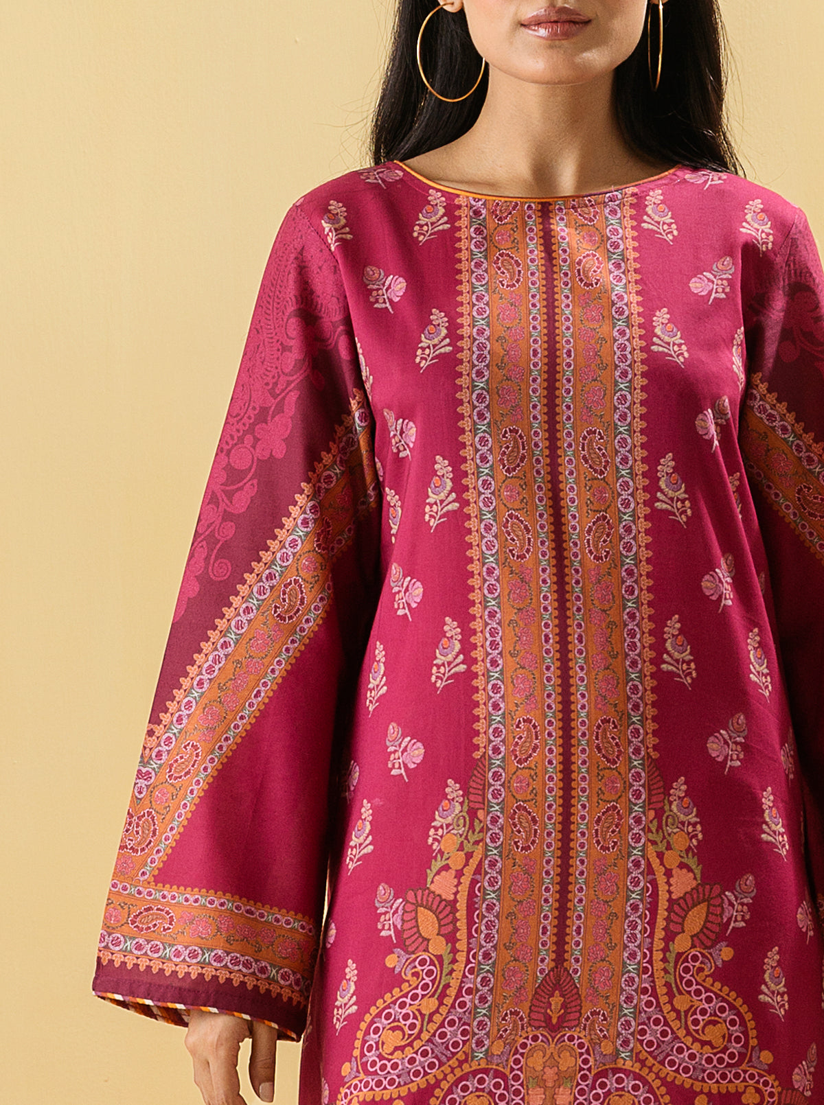 2 PIECE - PRINTED LAWN SUIT - CRIMSON HUES