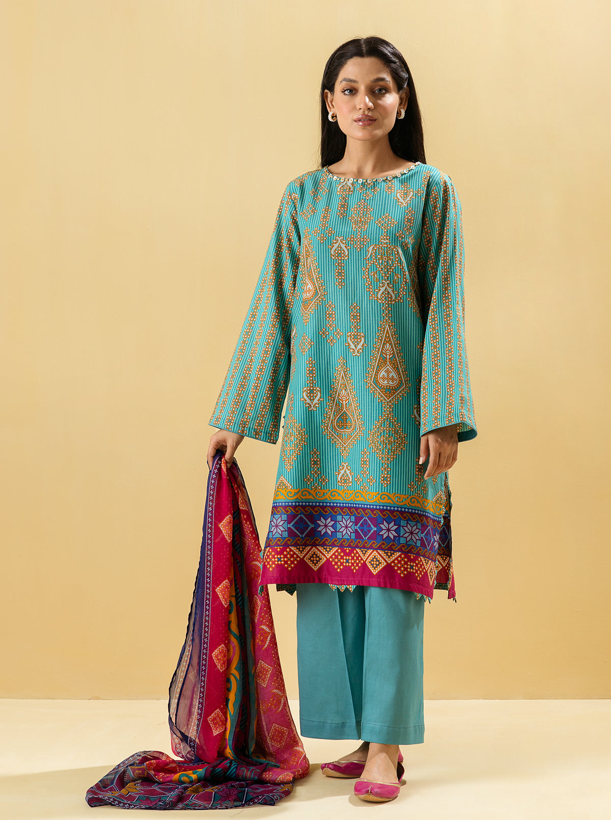 3 Piece - Printed Lawn Suit - Mythic Jewel