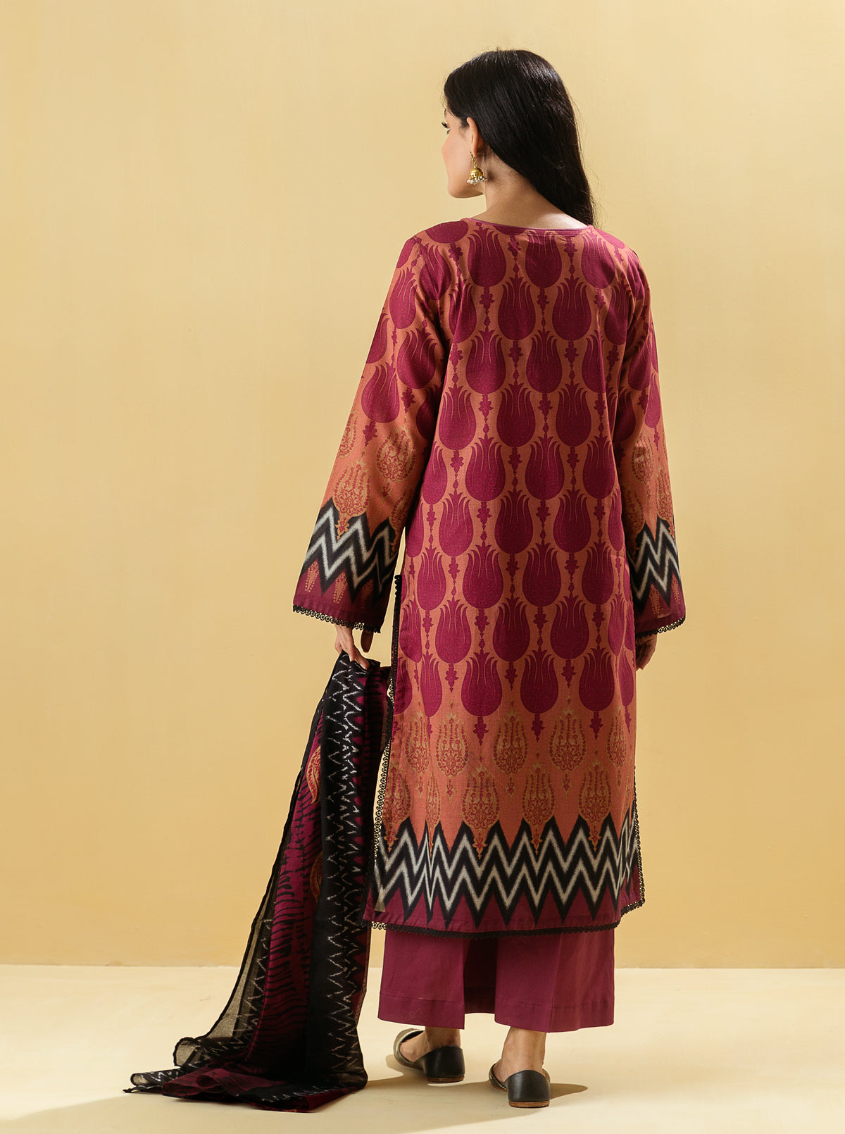 3 Piece - Printed Lawn Suit - Tribal Tones