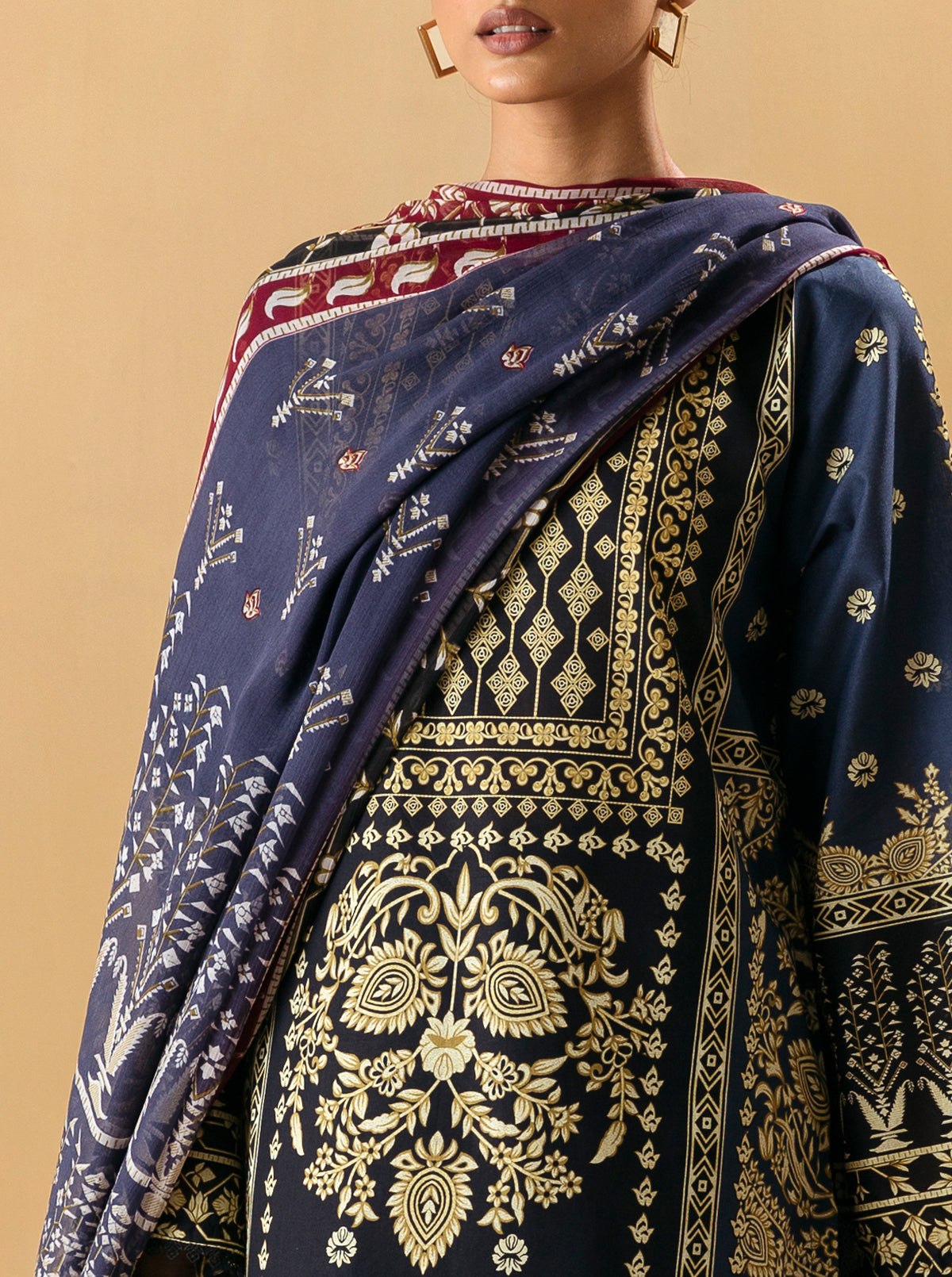 3 PIECE - PRINTED LAWN SUIT - NOSTALGIC JEWELMB4S22U43-BLUE-2000000203482-3PC