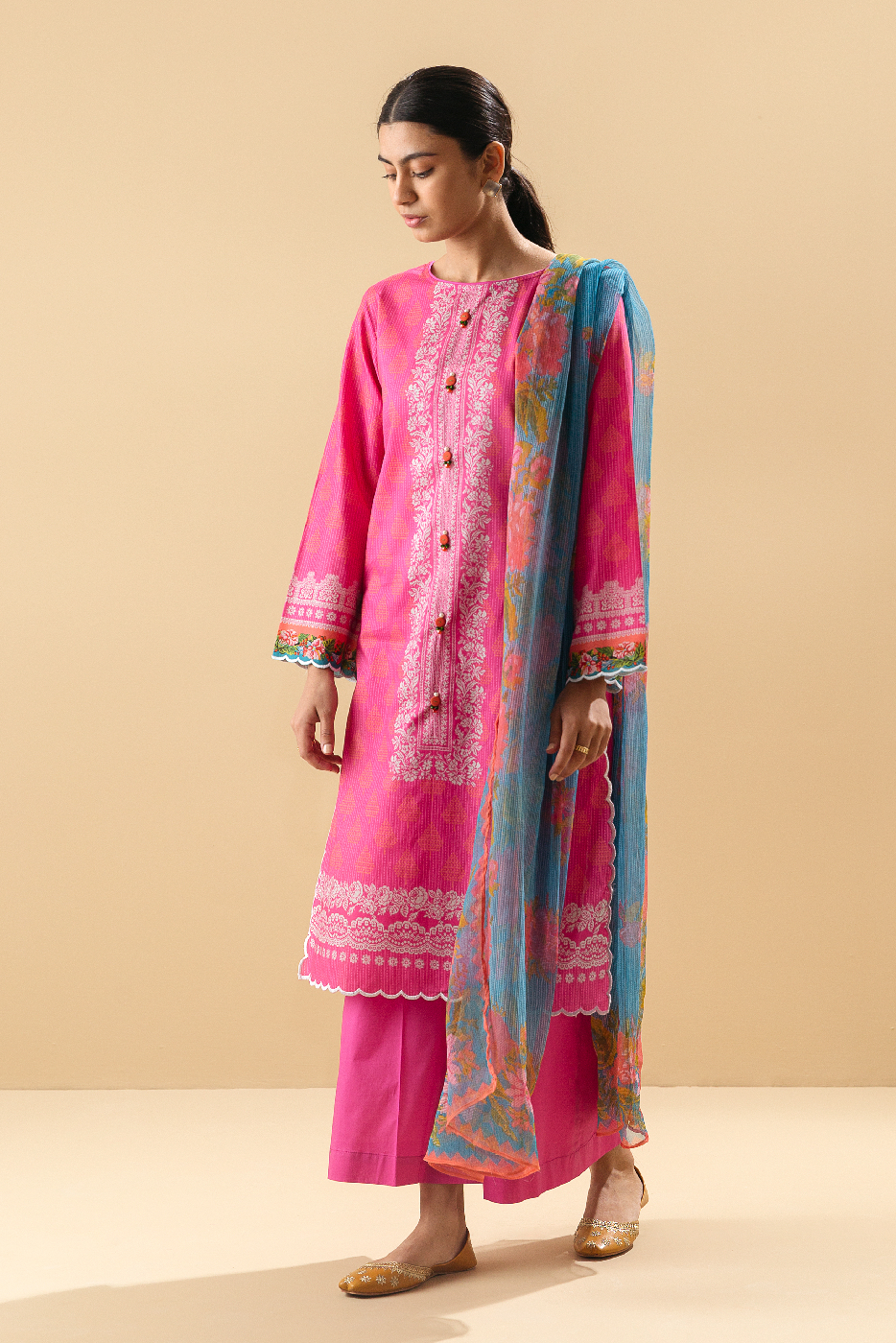3 Piece - Printed Lawn Suit - Enchanted Camellia