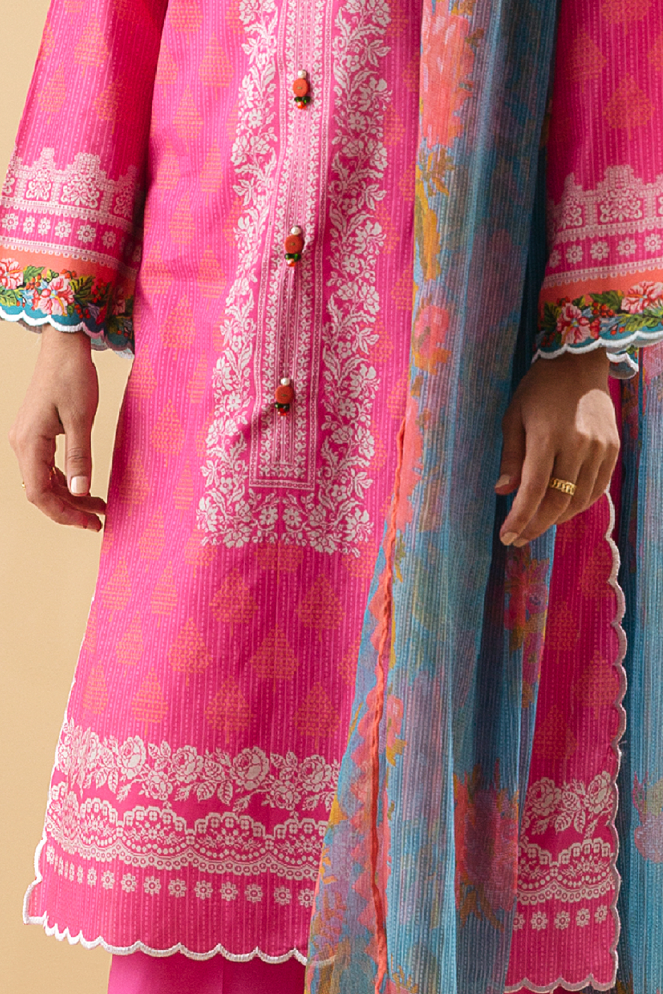 3 Piece - Printed Lawn Suit - Enchanted Camellia