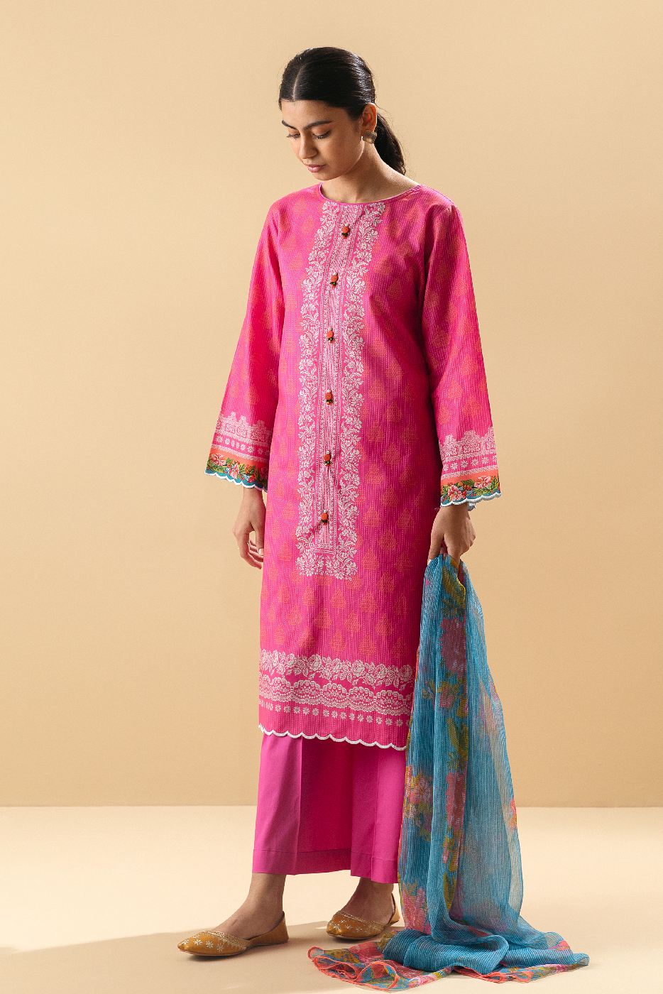3 Piece - Printed Lawn Suit - Enchanted Camellia