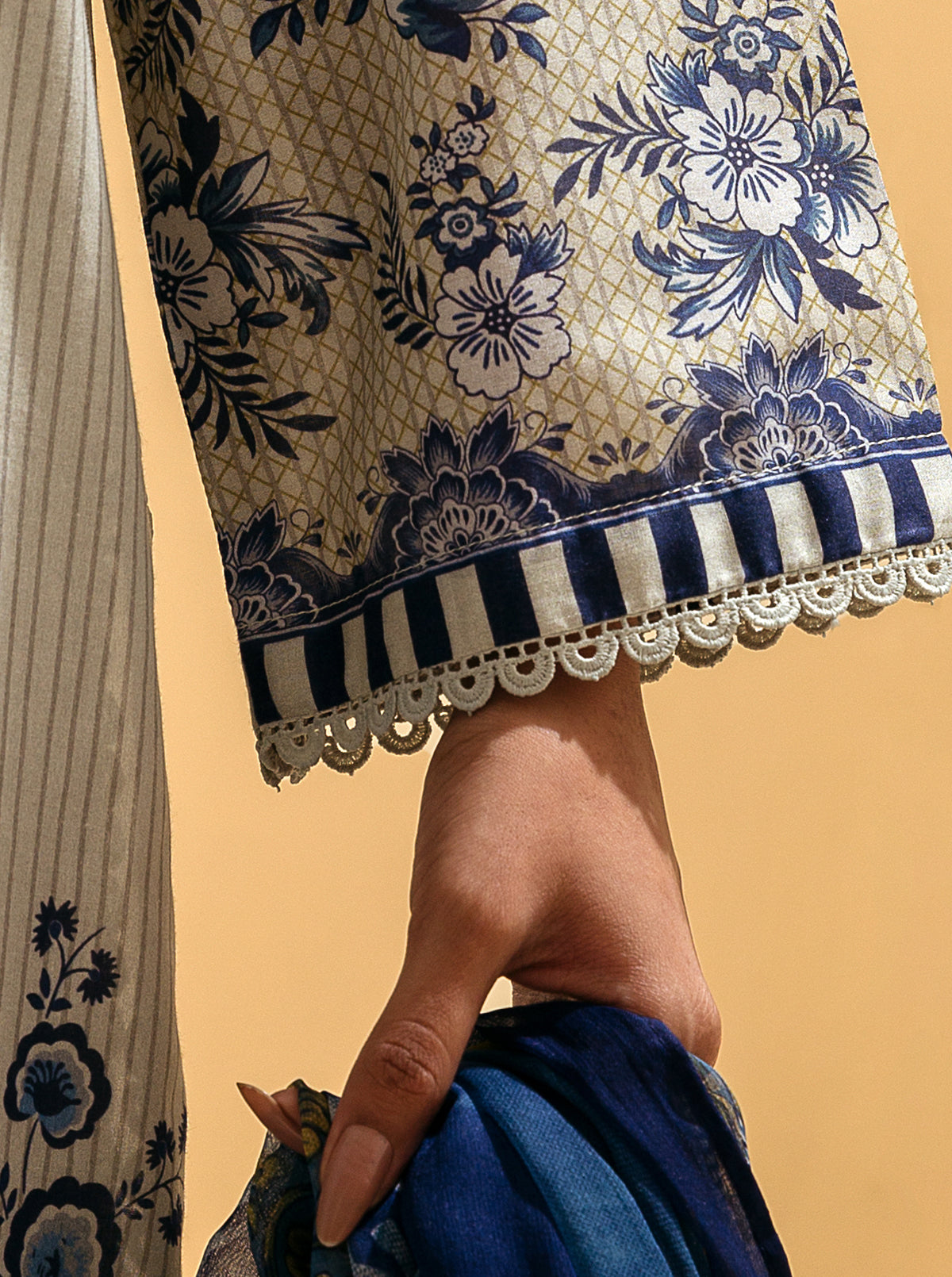3 Piece - Embroidered Lawn Suit - Porcelain Garden
