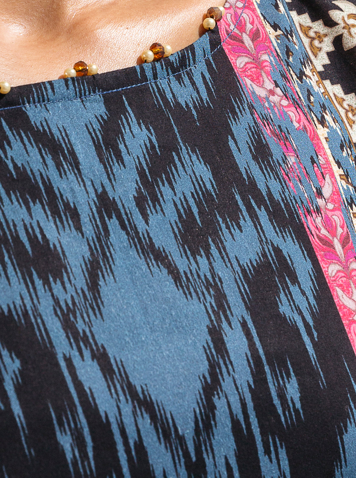 1 PIECE - PRINTED LAWN SHIRT - BLUE TIDE