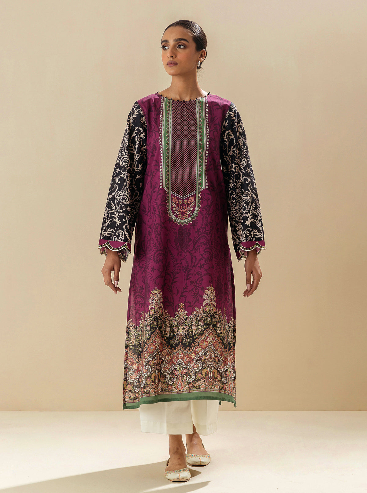 1 PIECE - PRINTED LAWN SHIRT - GRAPE FANTASY