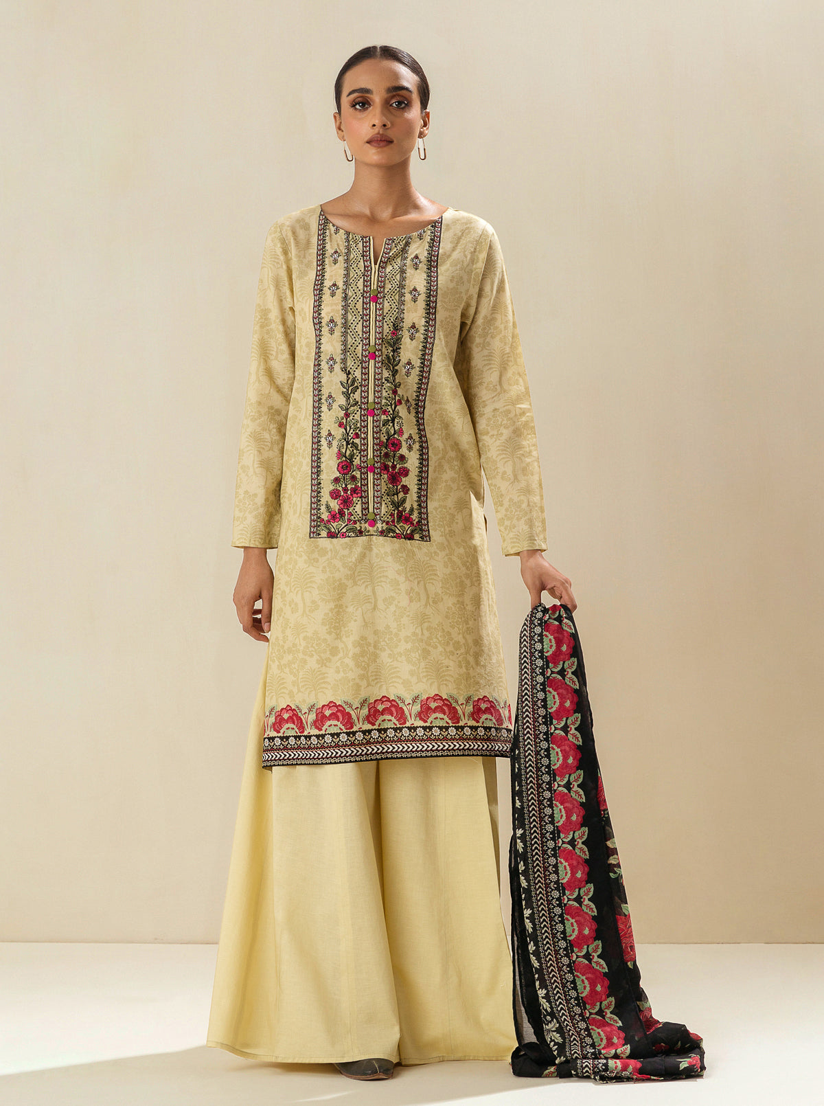 2 Piece - Embroidered Lawn Suit - Poppin Rose