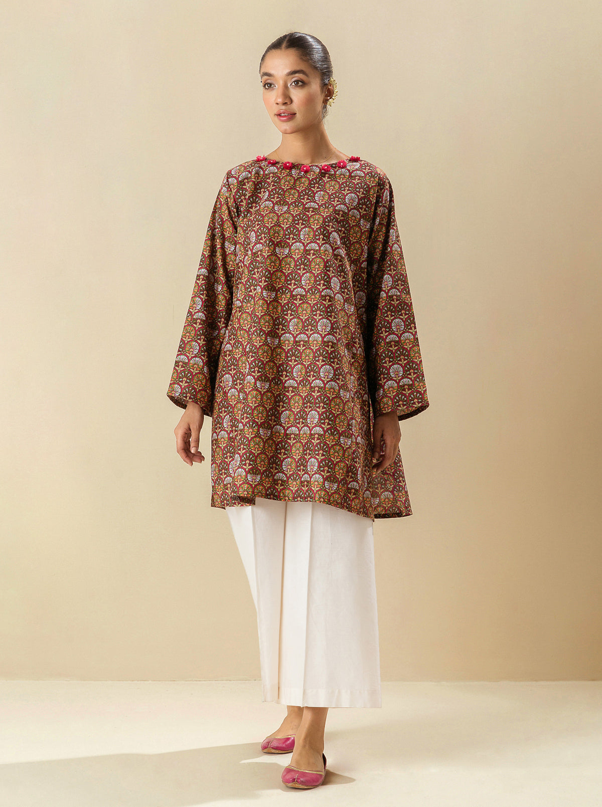 1 PIECE - PRINTED LAWN SHIRT - PLUME SKY