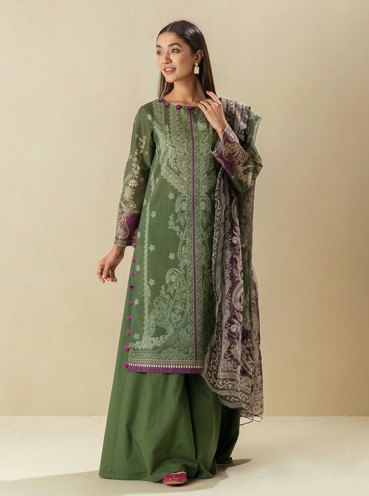 3 PIECE - PRINTED LAWN SUIT - KALE DREAMS