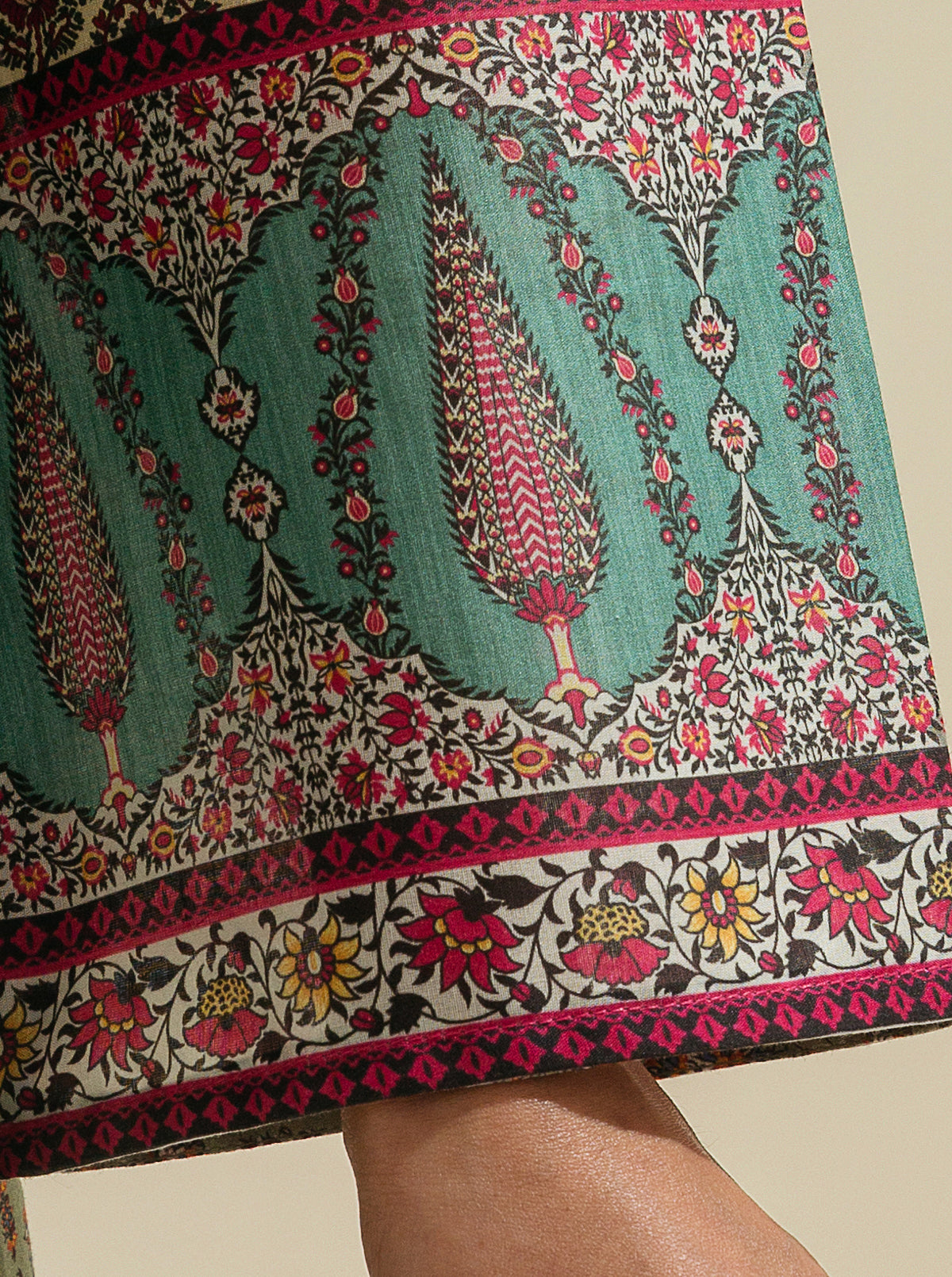 3 Piece - Printed Lawn Suit -Frosty Spruce