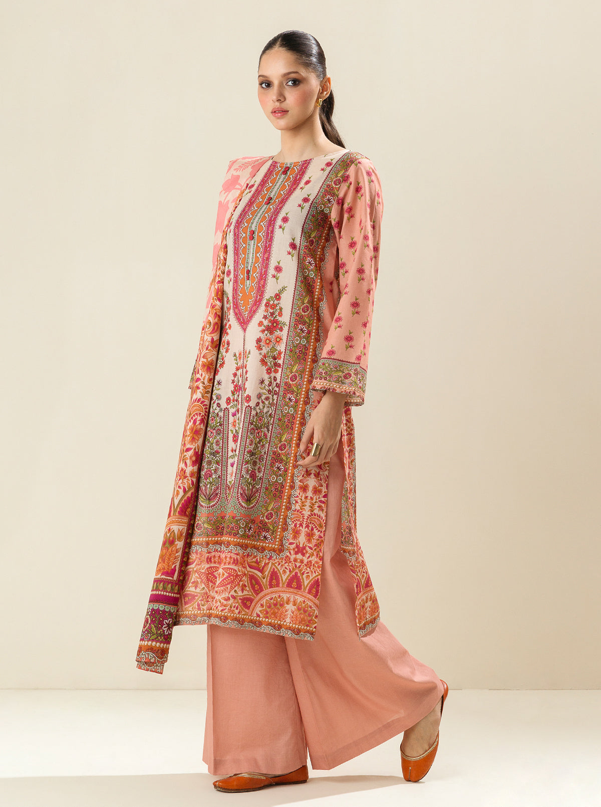 3 Piece - Printed Lawn Suit - Rose Of Sharon