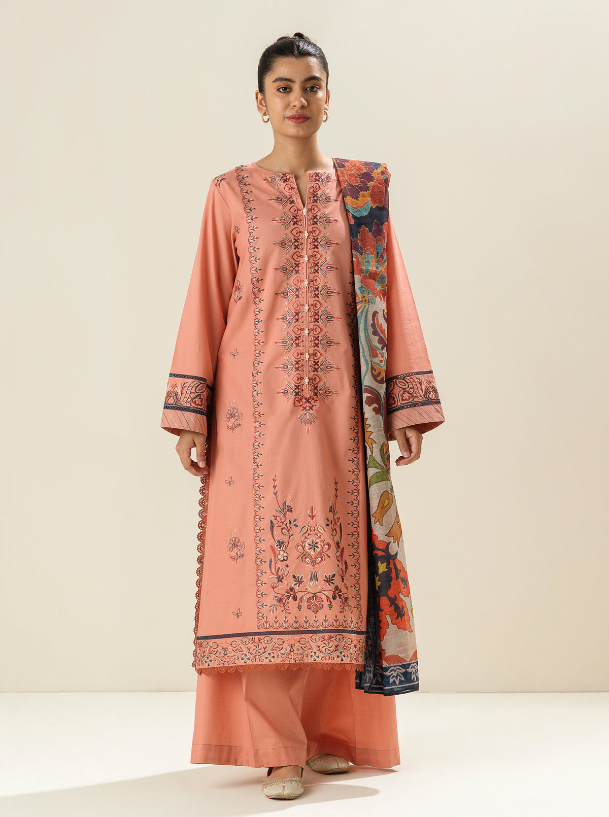 3 Piece - Embroidered Lawn Suit - Wild Flower Heaven
