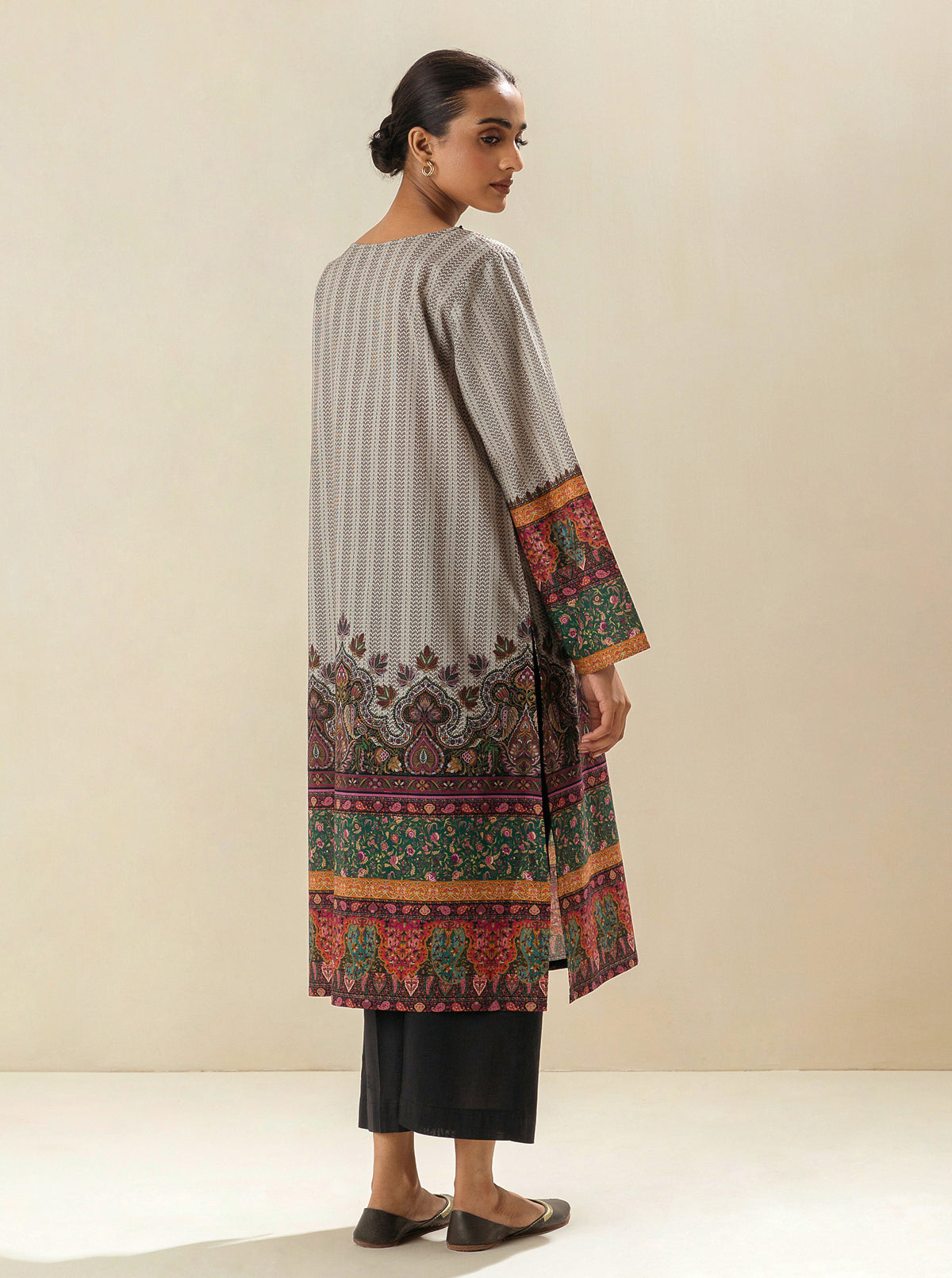 1 PIECE - PRINTED LAWN SHIRT - IBIS CREAM