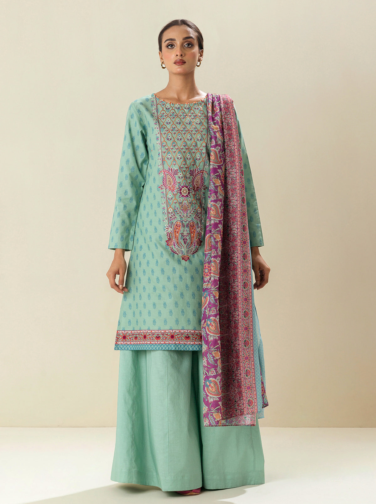 2 Piece - Embroidered Lawn Suit - Soothing Sea