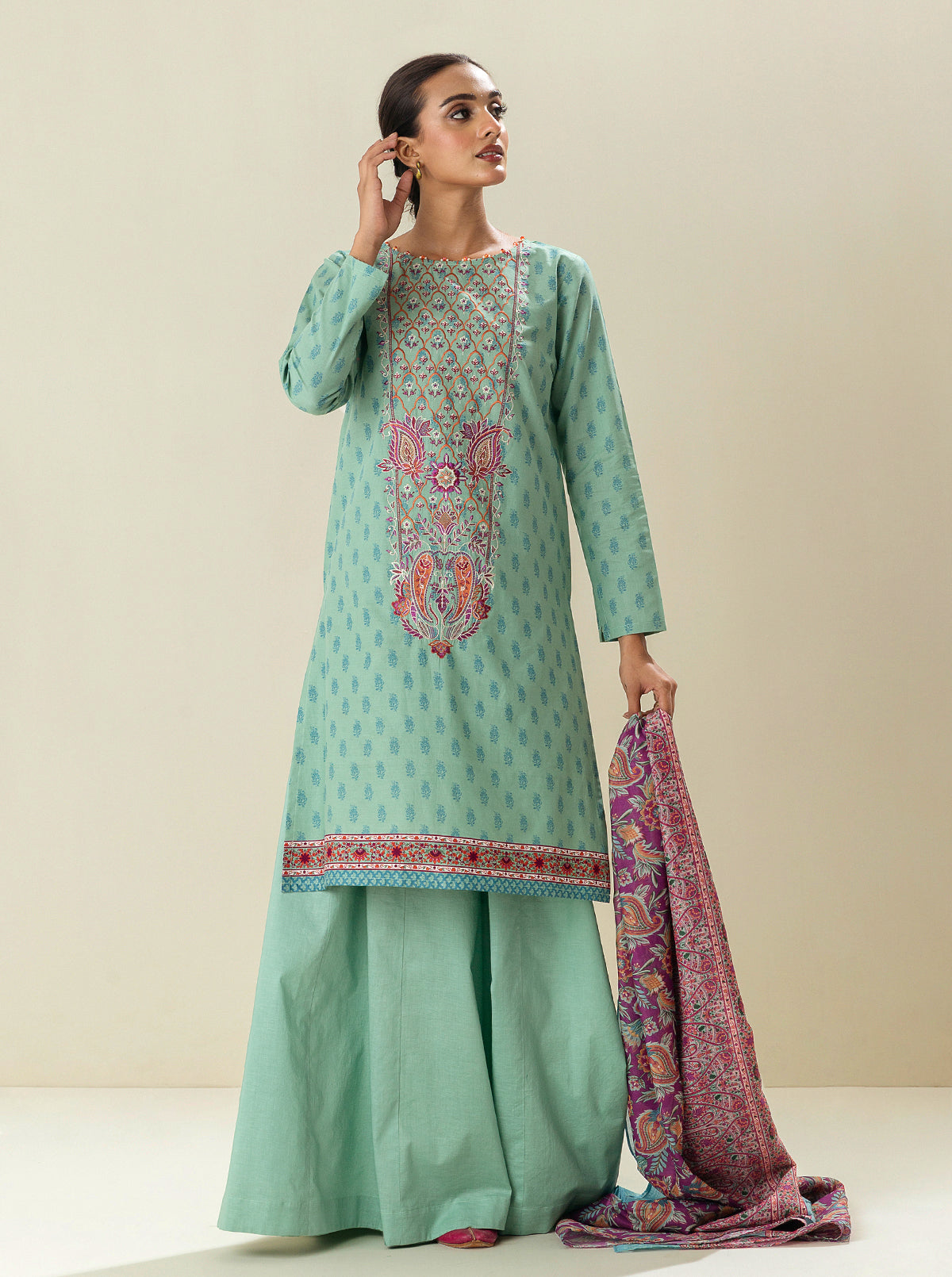 2 Piece - Embroidered Lawn Suit - Soothing Sea