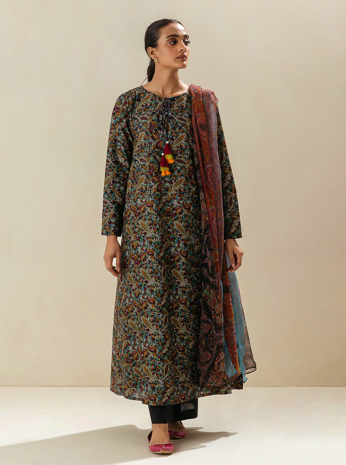 2 Piece - Printed Lawn Suit - Queen Of Night