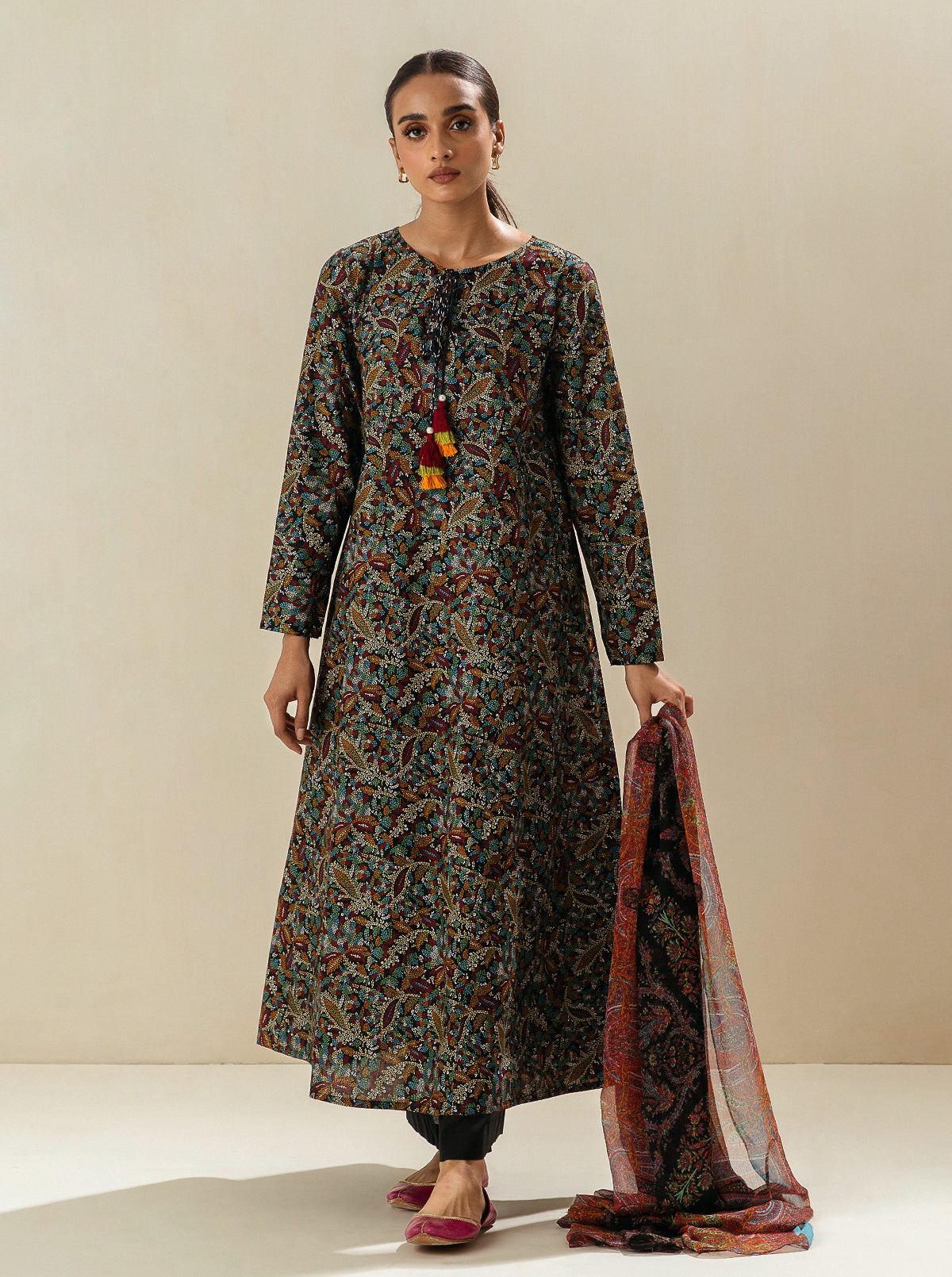 2 Piece - Printed Lawn Suit - Queen Of Night