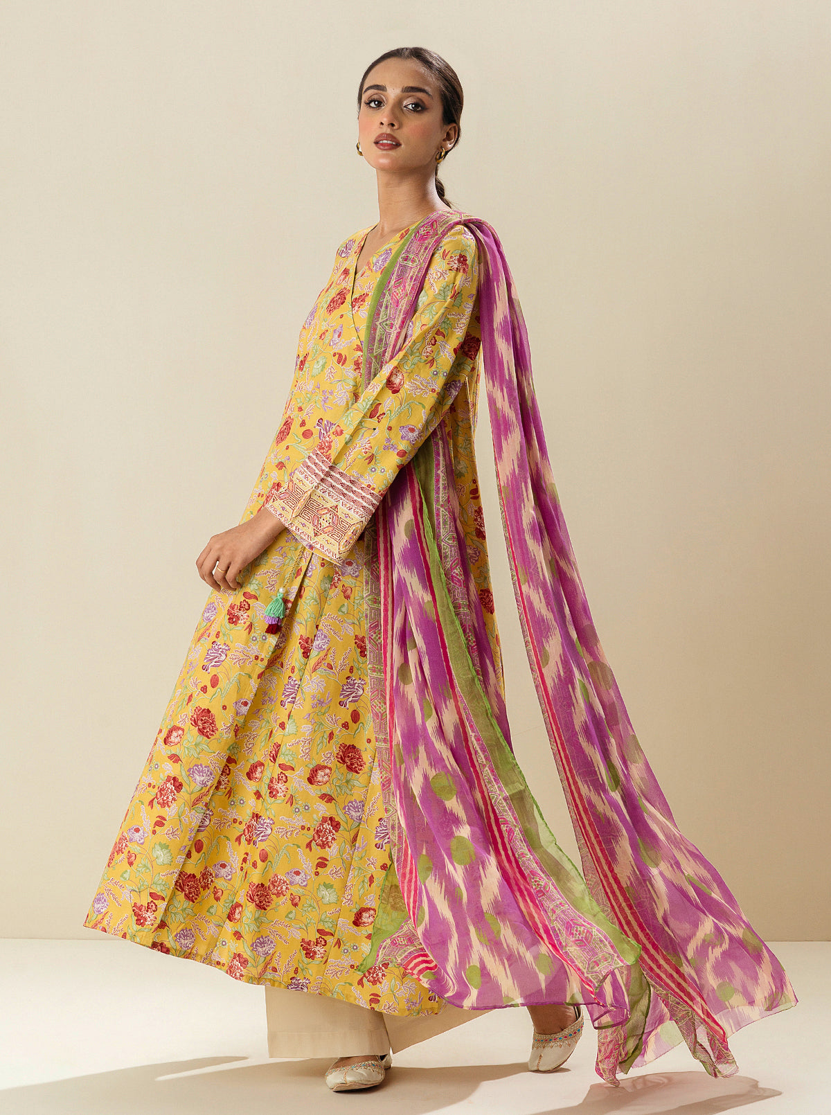 2 Piece - Printed Lawn Suit -Yarrow Cream