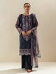 3 Piece - Embroidered Lawn Suit - Baritone Bricks