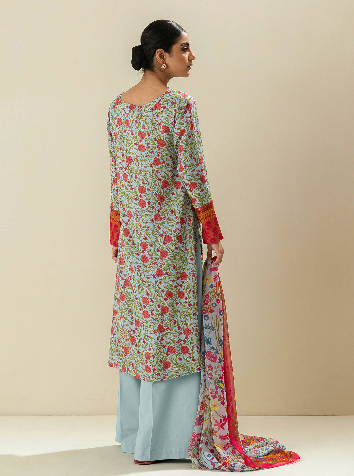 3 Piece - Printed Viscose Suit - Breezy Paradise (Unstitched)