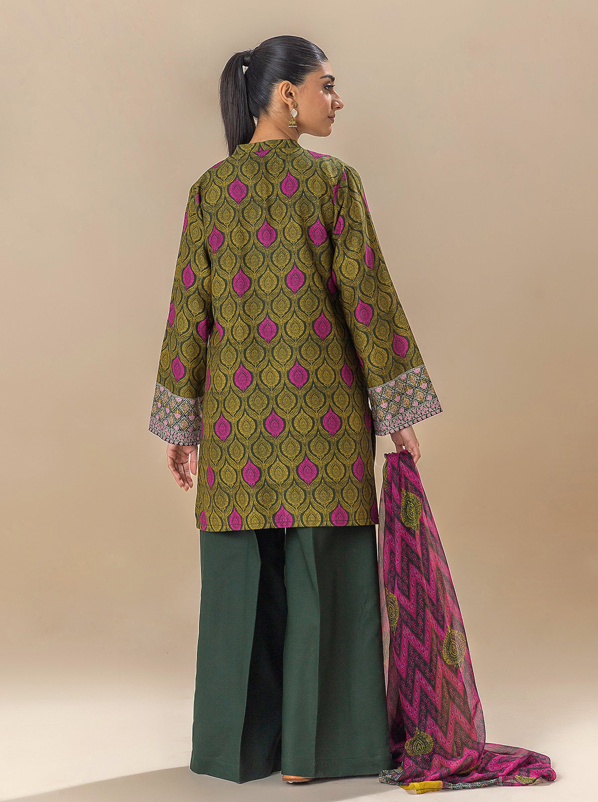 3 Piece Printed Viscose Suit-Sheer Illumination (Unstitched)