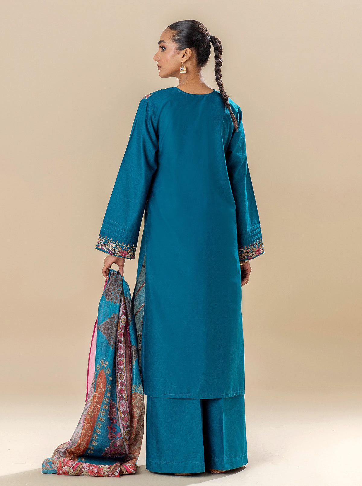 3 Piece Embroidered Lawn Suit-Ocean Depths (Unstitched)