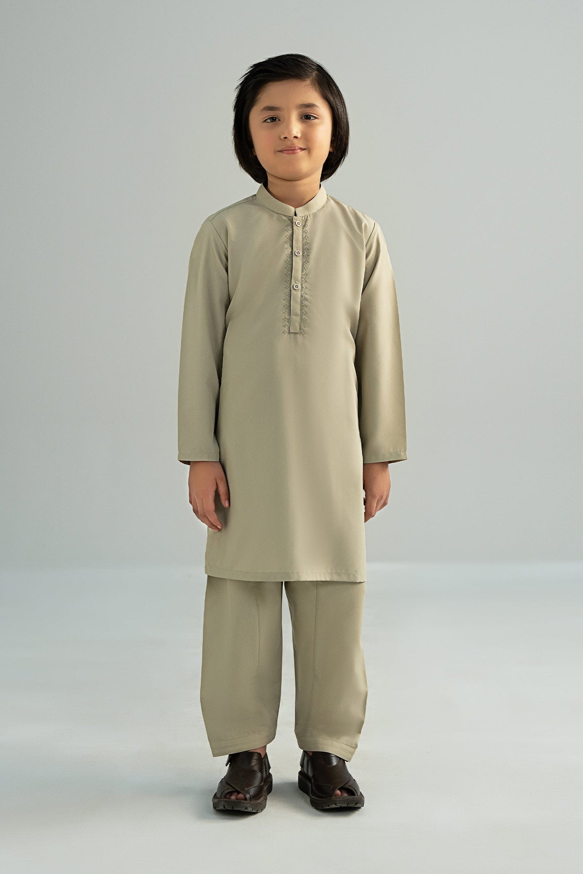 2 Piece Embroidered Blended Suit