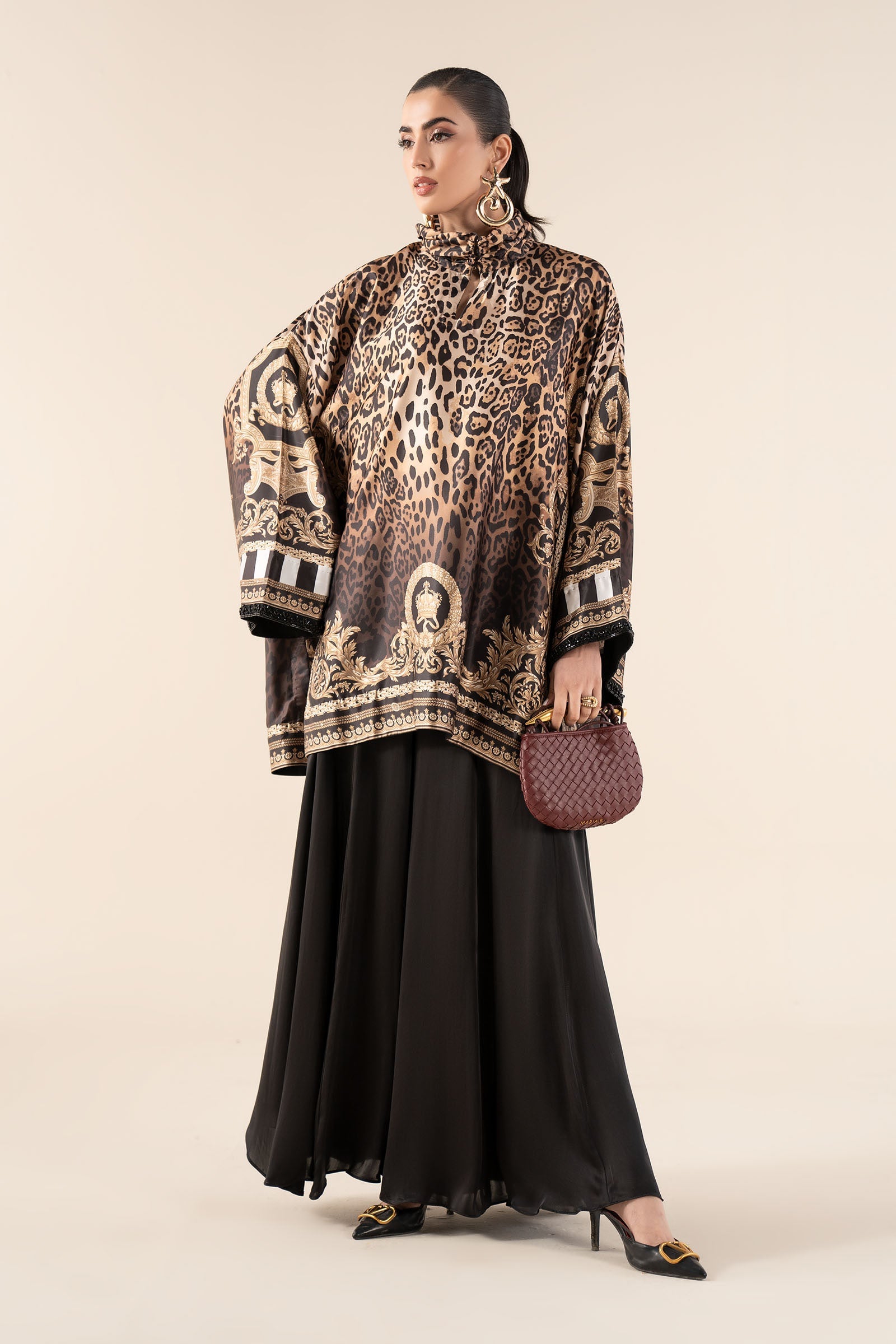 2 Piece Embroidered Satin Silk Suit