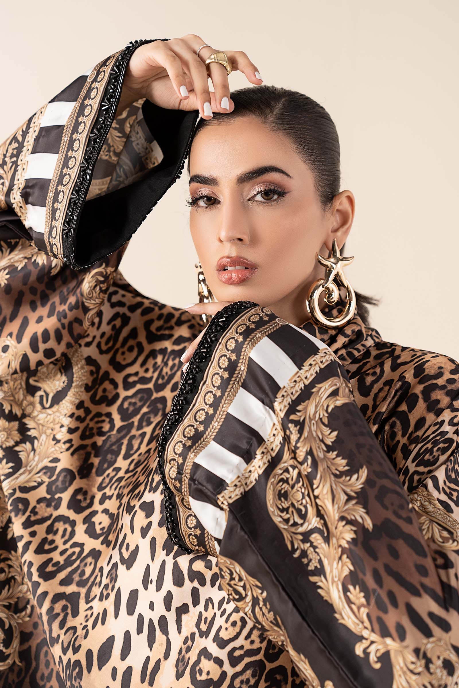 2 Piece Embroidered Satin Silk Suit