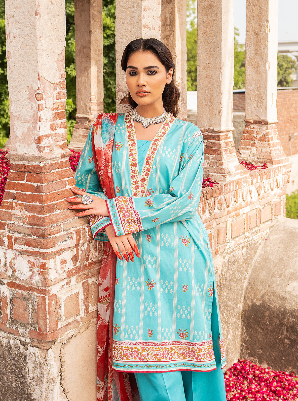 3 Piece - Printed Lawn Suit - Wonder Blush