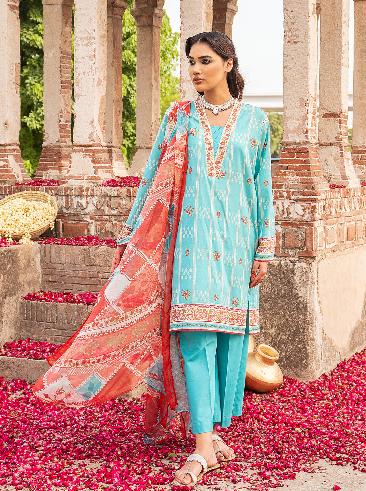 3 Piece - Printed Lawn Suit - Wonder Blush